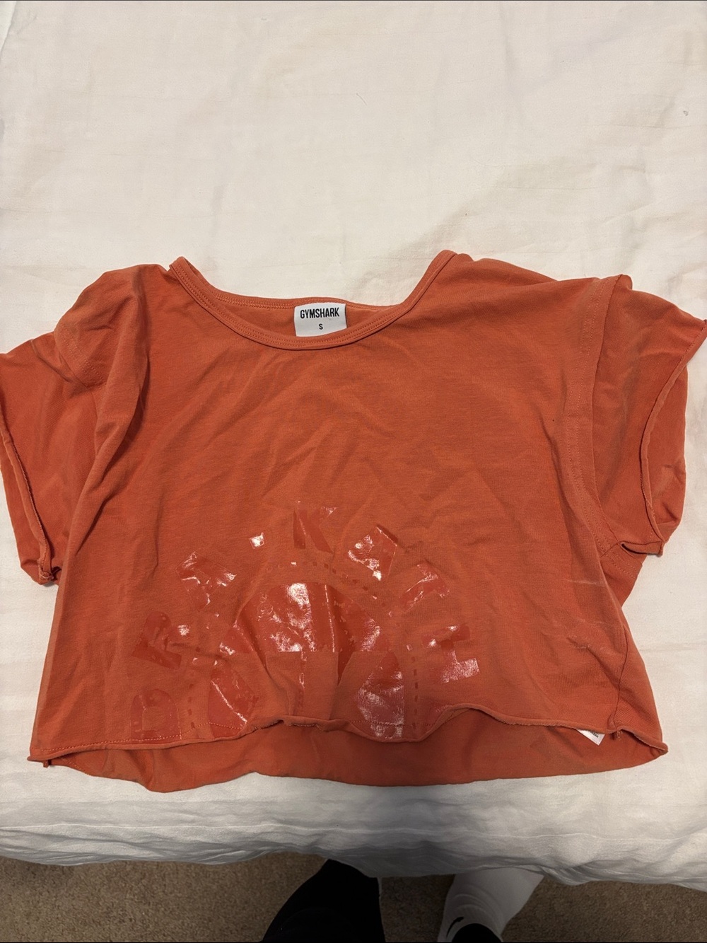 Gymshark Orange Cropped Shine Logo Tee